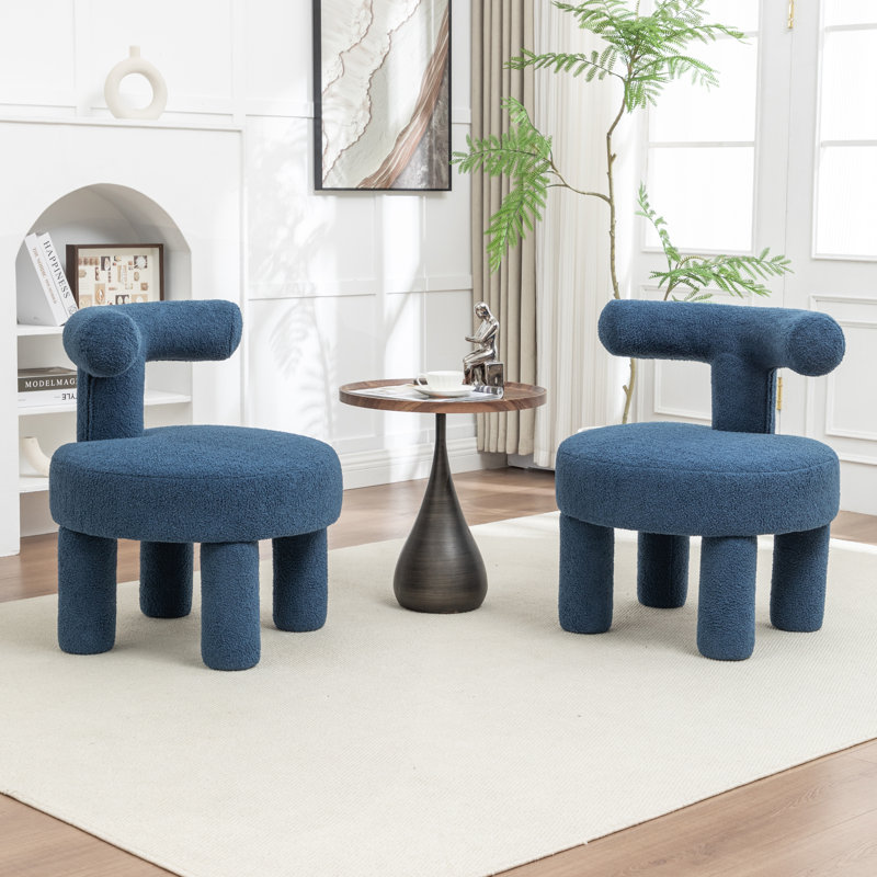Bula Upholstered Barrel Chair, Navy, Teddy