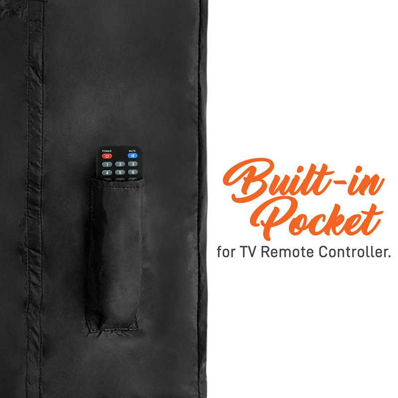 SereneLife Waterproof TV Cover for 40-42 inch TV- Indoor/Outdoor Weatherproof Television with Bottom Cover, Thick Fabric, Dustproof with Remote Control Pocket, Black