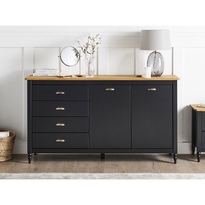 Cimino 150cm Solid Wood Sideboard, Black