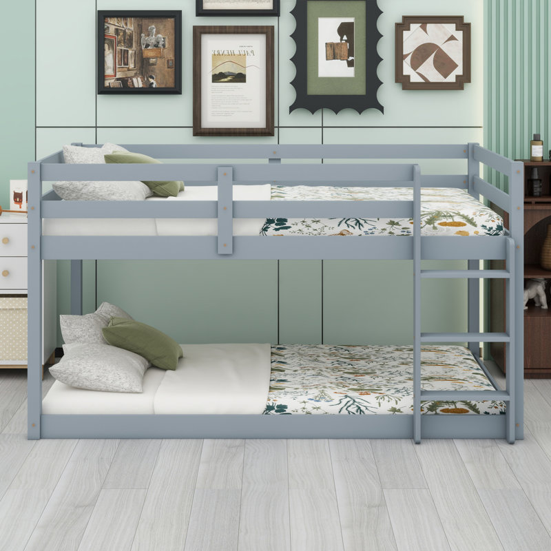 Lit superposé en bois avec échelle, Gris