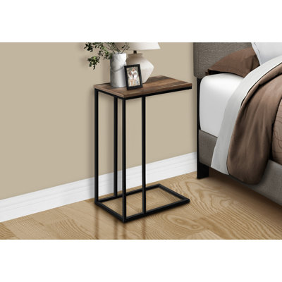 Table moderne avec surface en stratifié brun et support en métal noir stable pour la couverture du salon de la chambre à coucher