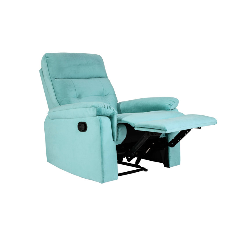 Luxury Velvet Recliner Chair - Plush Comfort, Manual Recline, Easy-Adjust Positions, Teal Blue