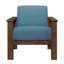 Chaise d'appoint - siège et dossier rembourrés en tissu bleu avec finition en noyer-1480817869