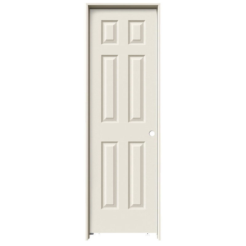 Porte moulée pré-montée en bois manufacturé 6 panneaux, 28 po x 80 po, Gauche