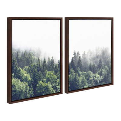 «Lush Green Forest on a Foggy Day gauche et droite» par The Creative Bunch Studio, ensemble d'art mural sur toile encadrée