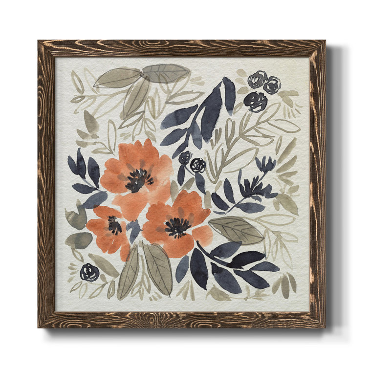 Sienna & Paynes Flowers II - Toile encadrée de qualité supérieure - prête à être accrochée, H 17 po x l 17 po x P 1,5 po