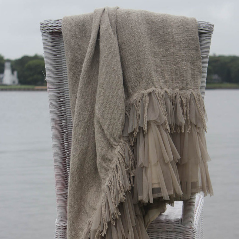 Chichi Hand Woven Throw Blanket, Flax