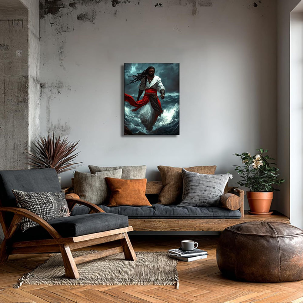 Marlow Home Co. Black Jesus Walks On Water Canvas Wall Art African ...
