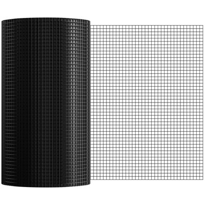 24in x 100ft Chicken Wire Fence 1/2in x 1/2in Mesh 19 Gauge Vinyl Coated Galvanized Steel Wire Mesh Roll 1 Piece Black