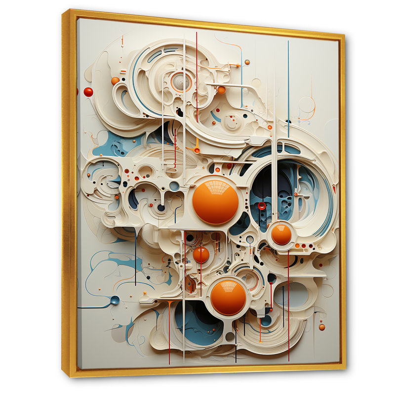 «Intricate Abstraction Shapes II», art mural abstrait, Cadre flottant doré, H 20 po x l 12 po x P 1 po