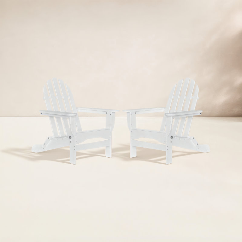 Leighton Foldable Outdoor Adirondack Set, White