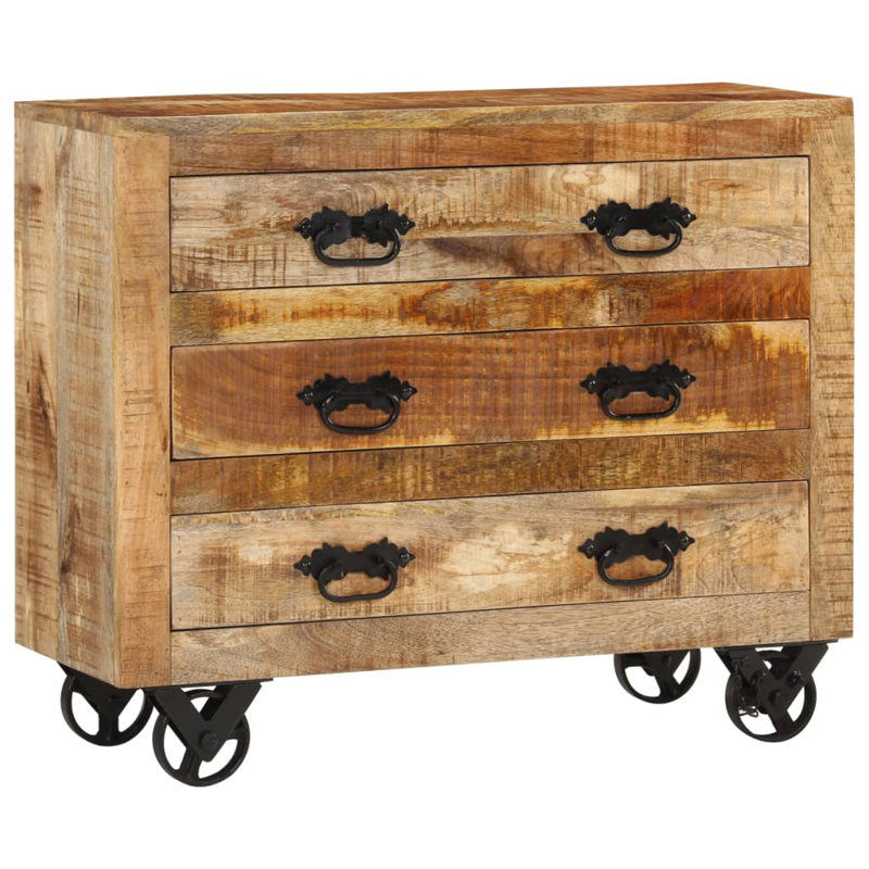 Millwood Pines Sideboard With 3 Drawers Solid Rough Wood Mango