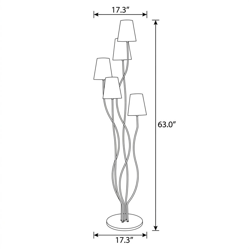 Lampe sur pied artistique multibranches en tissu