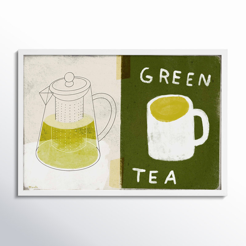 Green Tea Print by Marco Marella For Studio M, 17.5" H x 25" W, White Paper Framed