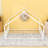 Metal House Bed With Roof And Sturdy Slats-655124678-655124697