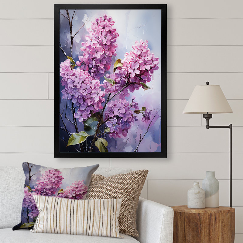 «Lilac Flowers in Full Glory II», reproduction sur toile, Cadre simple noir, H 40 po x l 30 po x P 1,5 po