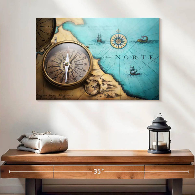 Antique style compass Aletra, H 16 po x l 24 po