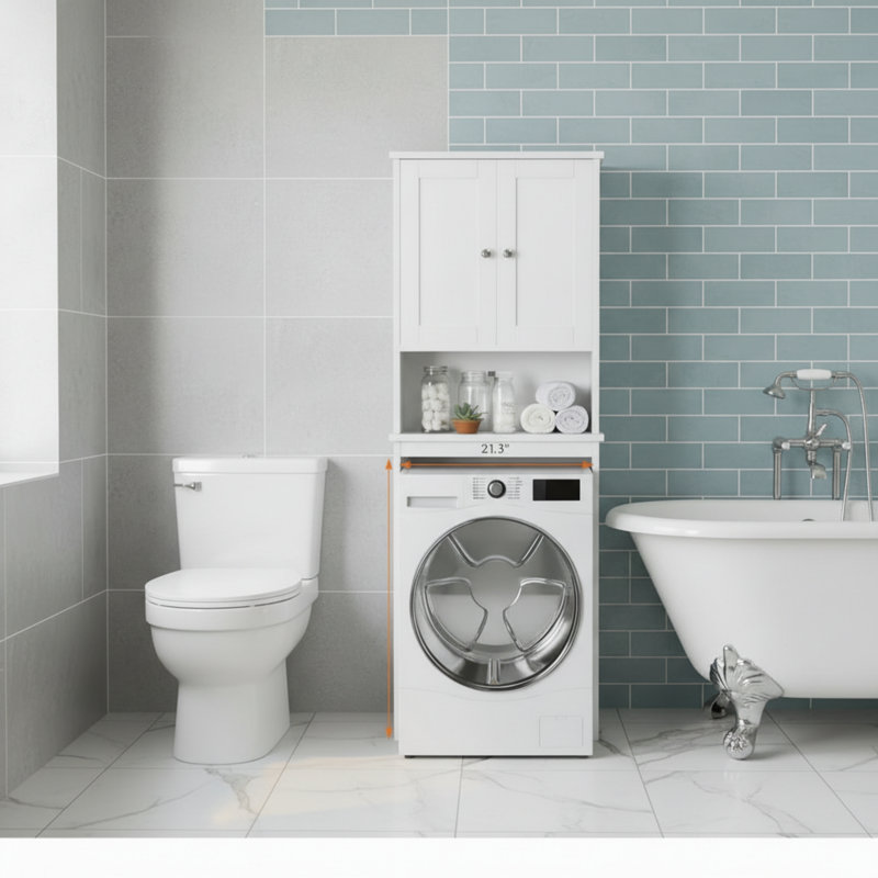 Simple Bathroom Toilet Storage Rack With Adjustable Shelves, Saving Space And Keeping Small Apartments Tidy.
