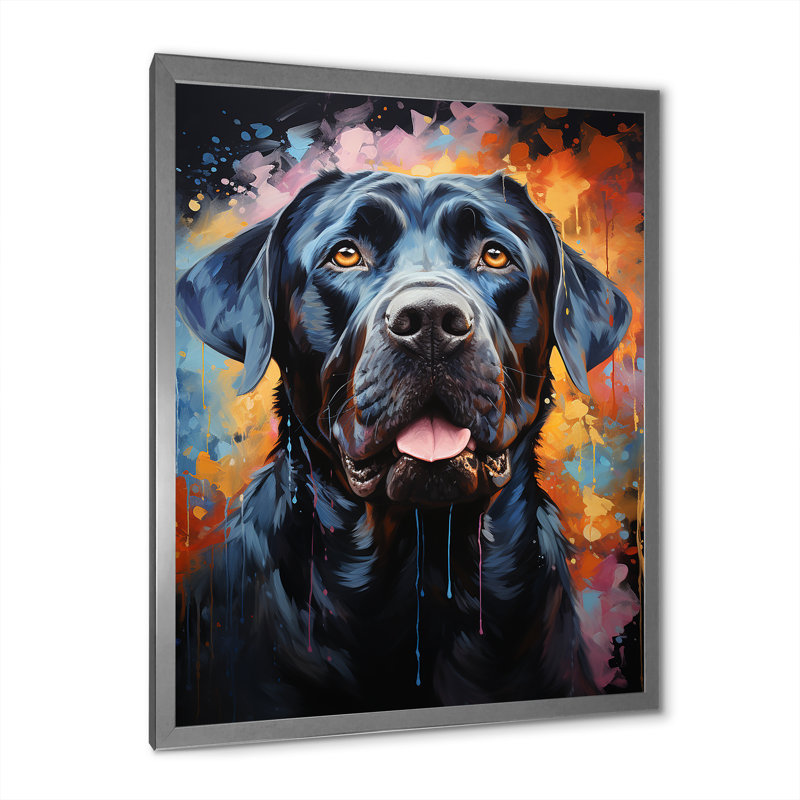 Popart Mastiff Majesty sur toile, H 40 po x l 30 po x P 1,5 po, Cadre simple noir