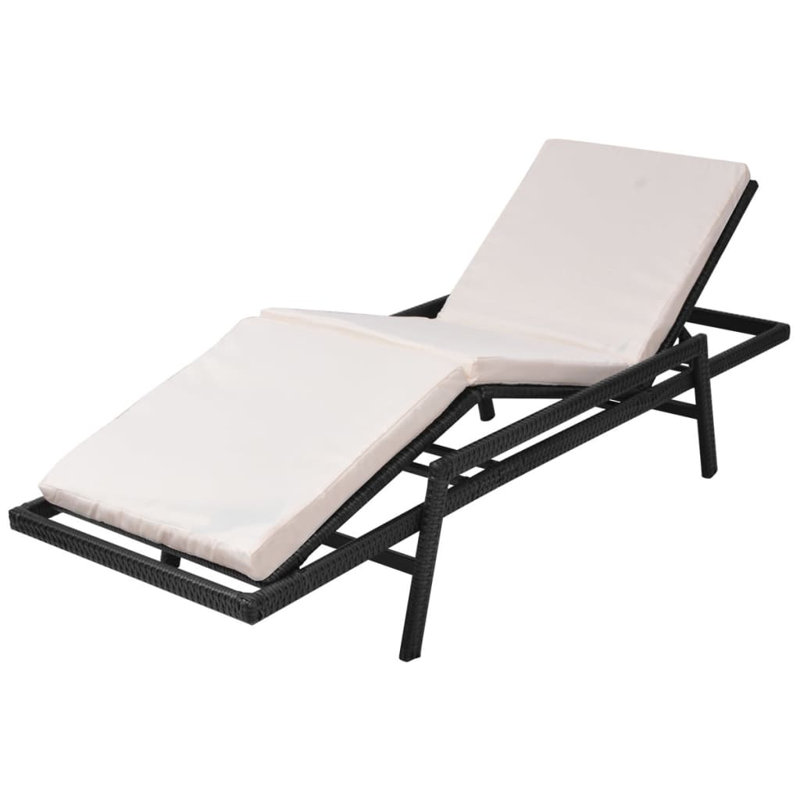 Johnston 29.6" Long Single chaise with Cushions, Cream, Black