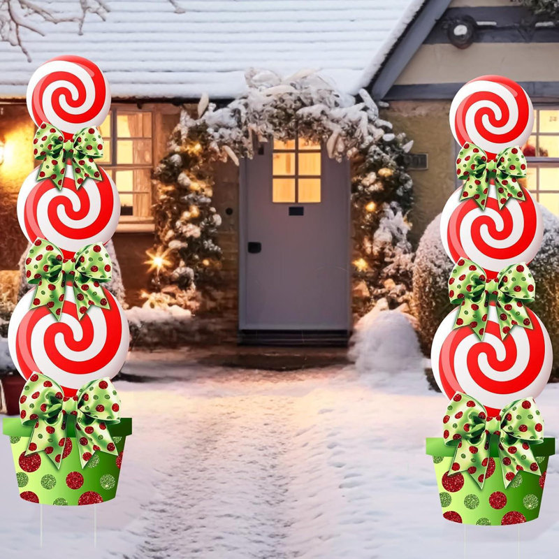 2 pièces de décorations de Noël en plastique pour l'extérieur