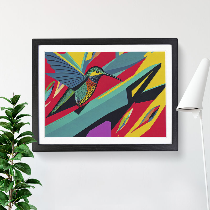Unique Abstract Hummingbird - Framed Print, Black, 34cm H x 46cm W x 2cm D