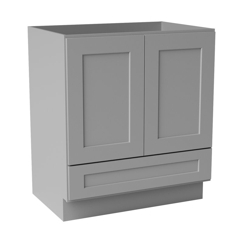 Armoire de salle de bain en bois massif prêt à assembler avec comptoir Shaker - comptoir non inclus, Gris