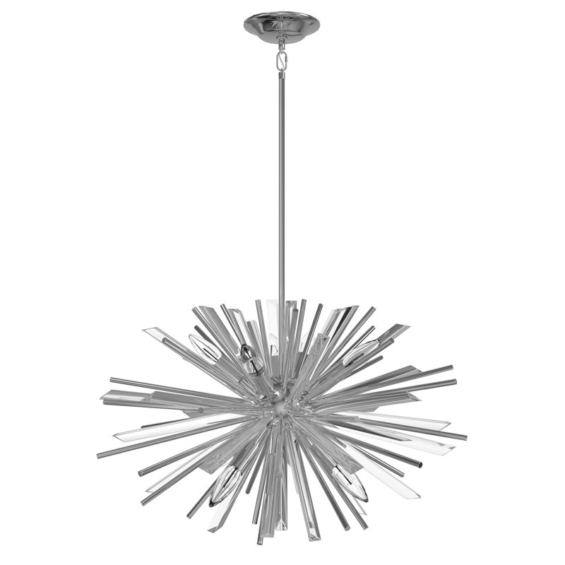 Lustre sphérique Spoutnik à 6 lumières Bruna, Chrome poli