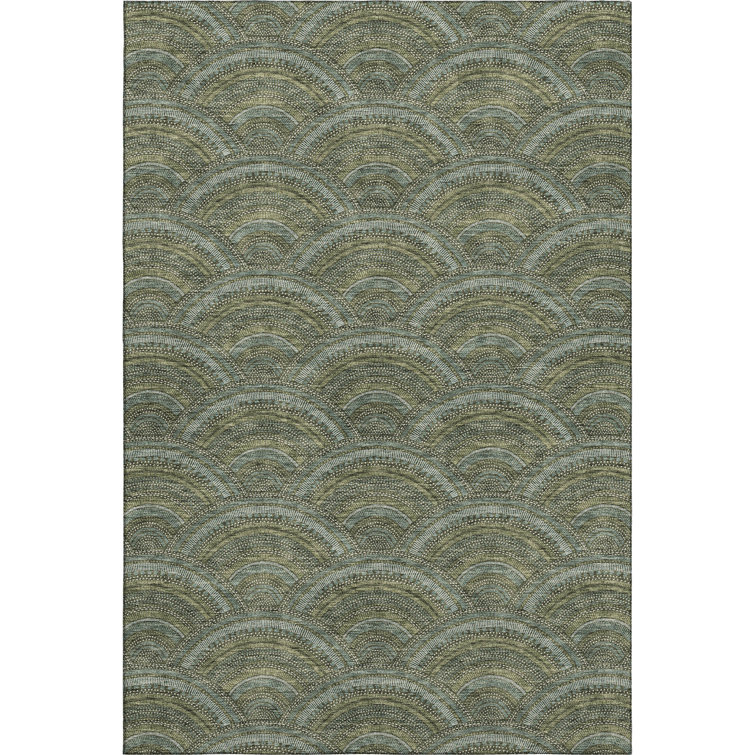 Premium Machine Washable Prisco Olive Rug