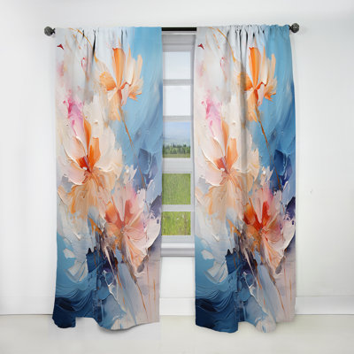 Dunleavy Beige And Blue Whispering Breeze - Modern Curtain - Velvet Room Darkening - 1 panel