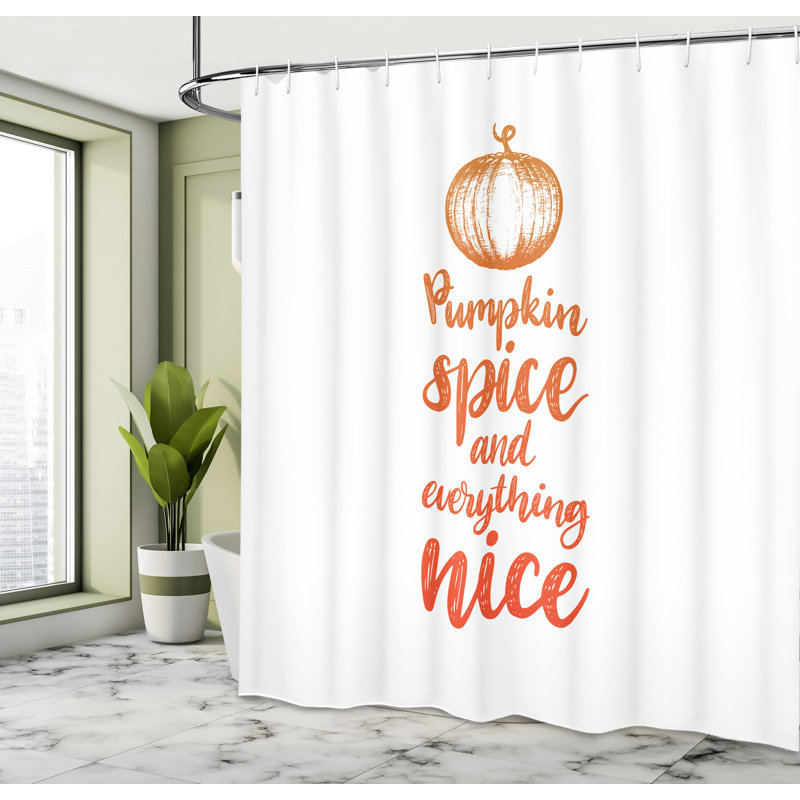 East Urban Home Pumpkin Spice Shower Curtain Romantic Fall Writing, 84"H x 69"W
