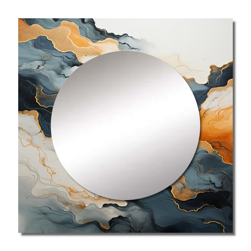 Kirils - Abstract Marble Large Square Mirror Wall Decor For Bedroom, 23" x 23"