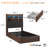 LED Farmhouse Twin Bed with Bookcase Headboard & Charging Station, Rustic Brown-912986863-915440645