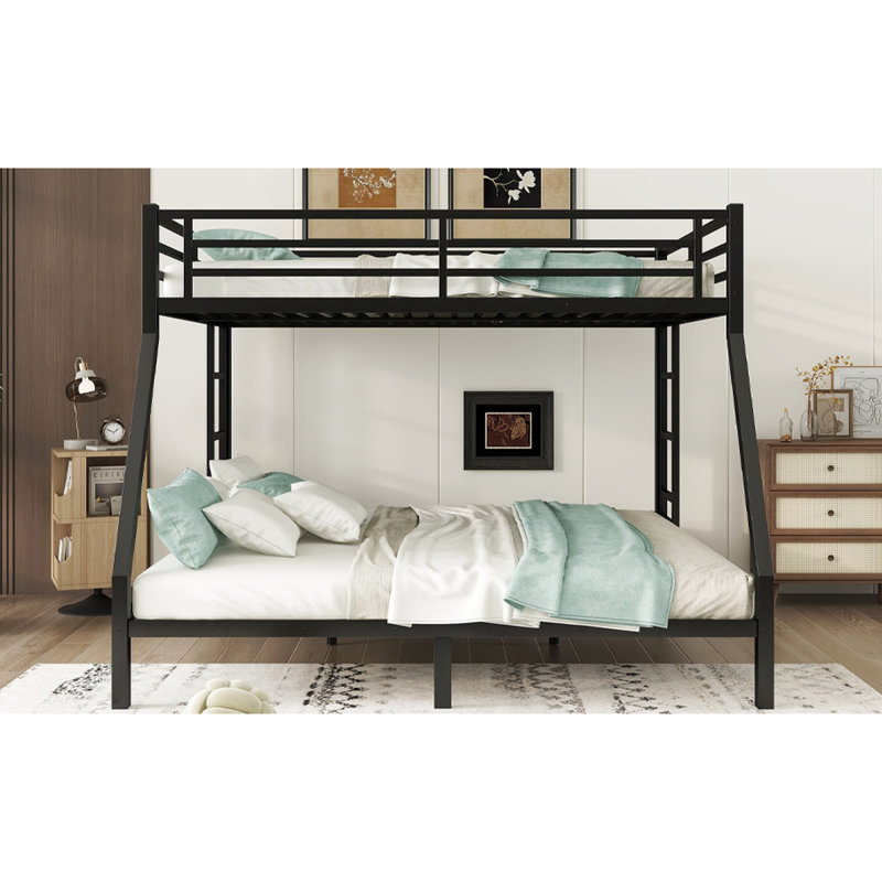 Lit superposé en métal noir - grand sur très grand. Choix d'adolescents et d'adultes. Solution spatiale. Réduction du bruit. Structure solide. Pas de sommier tapissier. Sous le rangement. 2 échelles latérales. Approuvé pour adultes améliorés. Concept. Réduit