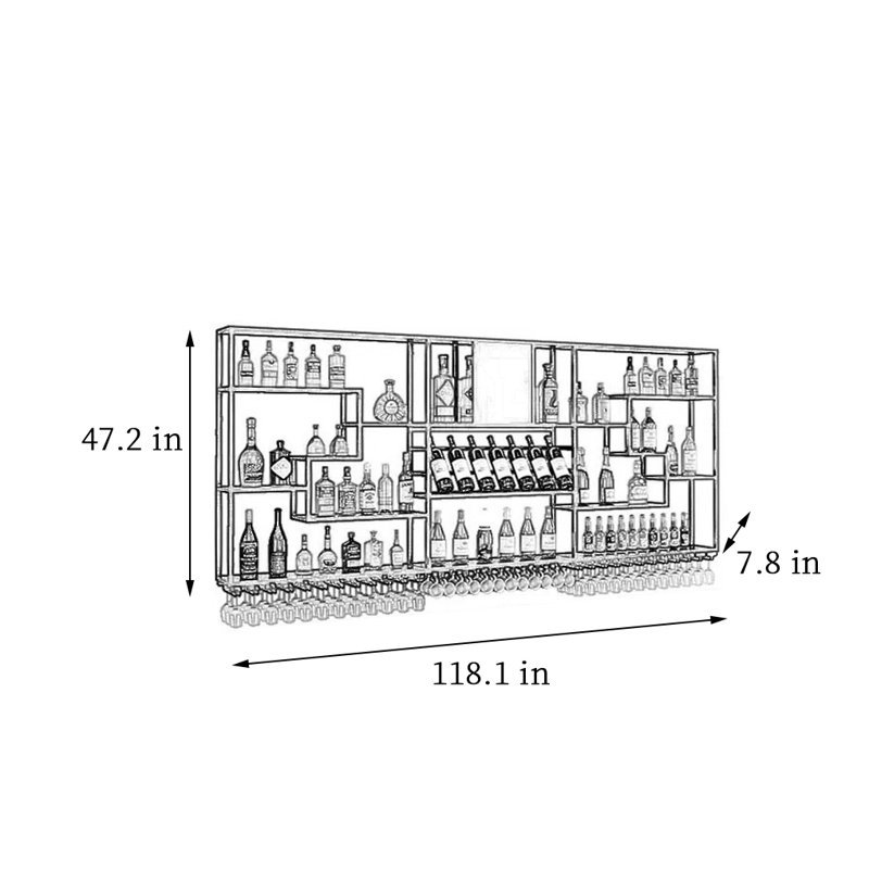 Ademide, 47.2" H x 118.1" W  x 7.8" D