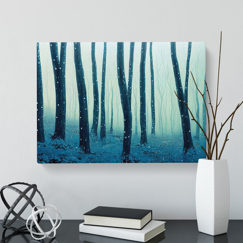 Dripping Paint Winter Forest - Wrapped Canvas, 35cm H x 50cm W x 3cm D