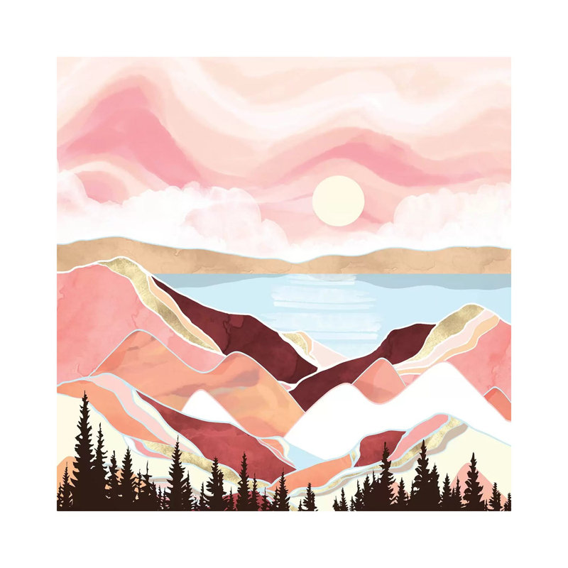Autumn Lake Sunrise - Print on Canvas, No Framed, 45.72 cm H x 45.72 cm W x 1.91 cm D