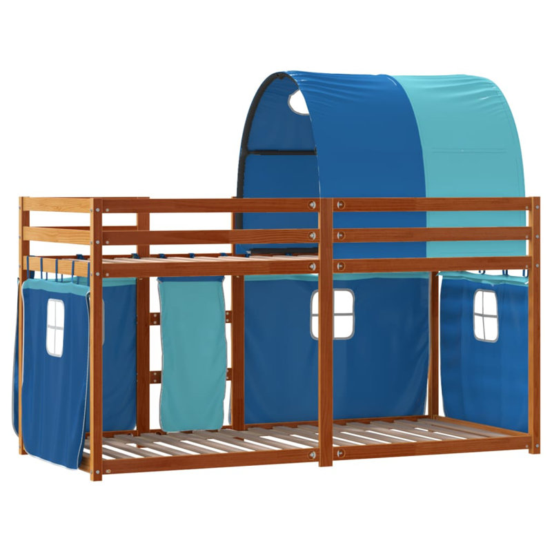 Wobnar Solid Wood Bed Frame, Single (3'), Light Brown/Blue