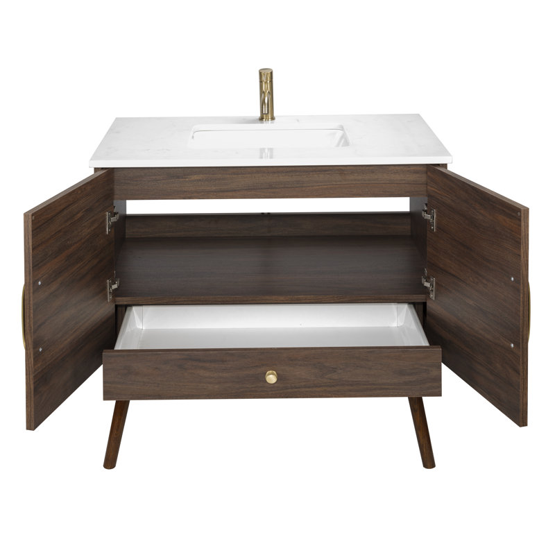 Meuble-lavabo simple 37 po avec plateau en quartz Garland