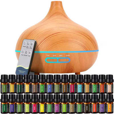 550ml Ultrasonic Aroma Diffuser With Essential Oils Set, Remote Control Aromatherapy Diffuser With Auto Shut-Off For Home And Office