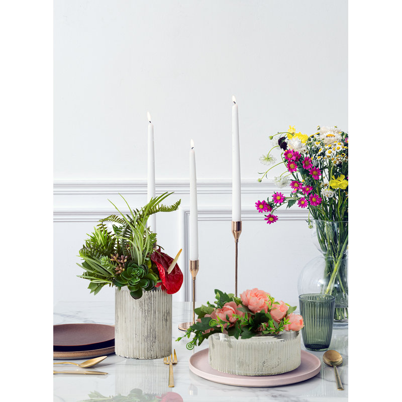 Vase de table en verre Granit, Argent, H 6,5 po x l 5 po x P 5 po