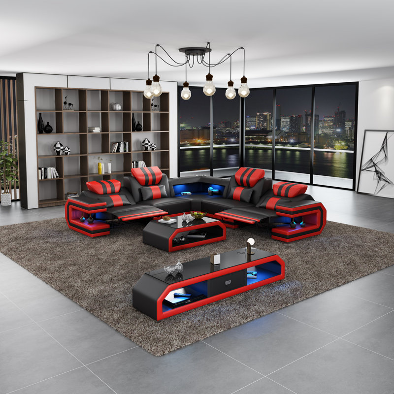 Fauteuil inclinable symétrique en cuir véritable avec sabre laser de 116 po de largeur Lightsaber