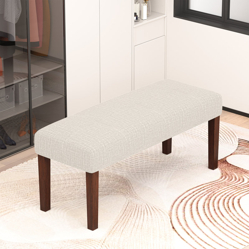 44"Wide Upholstered Accent Bench with Solid Legs,Entryway Stool, Beige