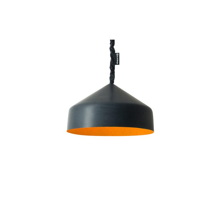 1 - Light Grey Dome Pendant, Black/Orange