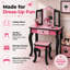 Ensemble de coiffeuse en bois Teamsis pour enfants avec miroir à trois volets, tiroir de rangement, tabouret assorti et table de maquillage pour enfants de 3 ans et plus-773128964