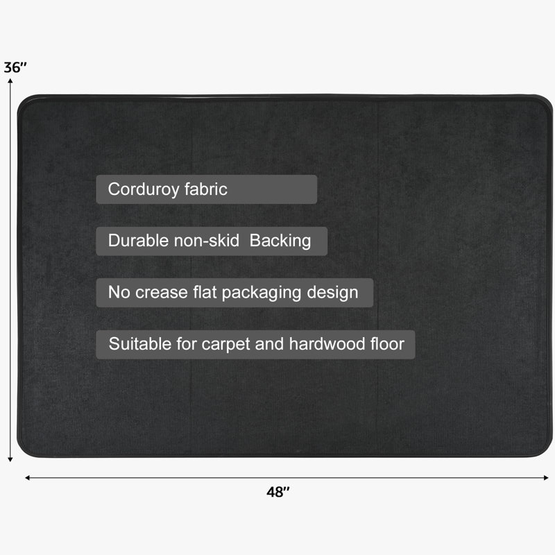 Heavy Duty Office Chair Mat 120x90cm, Anti-Skid Protector for Carpet & Hardwood Floors, Black