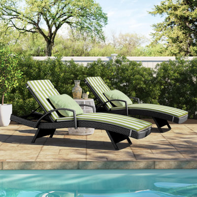 Billur Outdoor Reclining Chaise Lounge with Cushion by Wade Logan