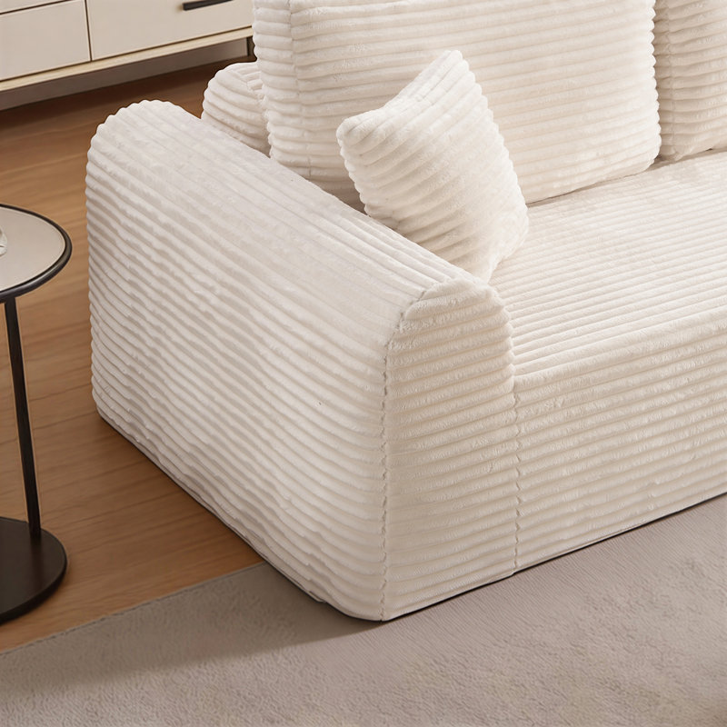 Canapé 86,6 po moderne sans assemblage requis, Blanc