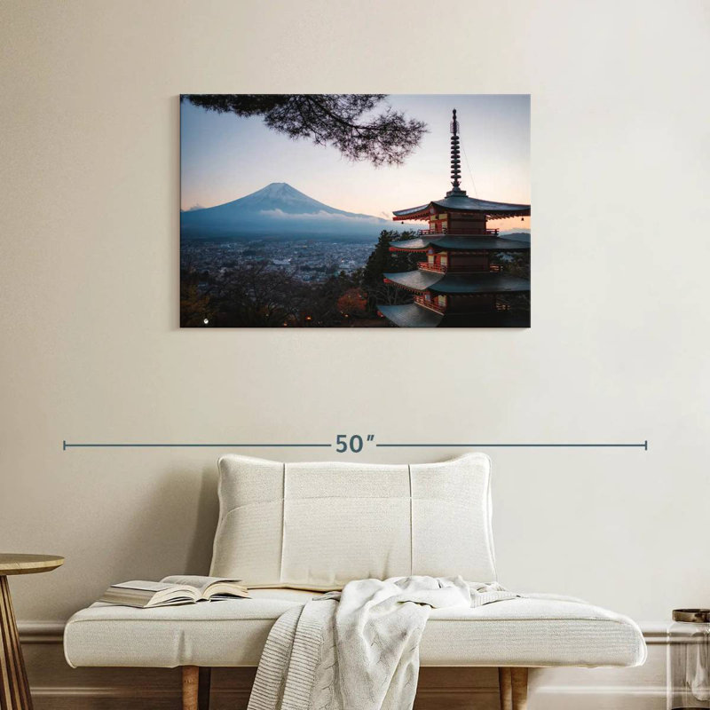 Pagode Adella surplombant le mont Fuji, H 24 po x l 36 po