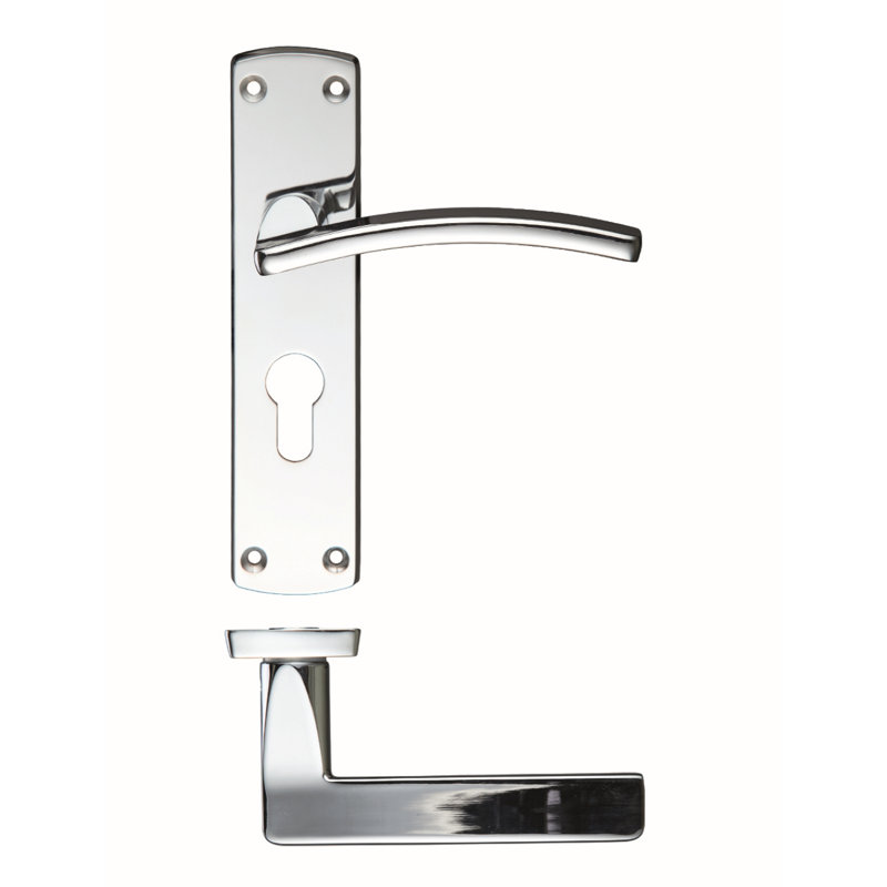 Toledo Lock Door Handle, Polished Chrome